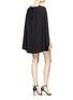 Figure View - Click To Enlarge - ALICE & OLIVIA - 'Neely' cape back overlay crepe cady dress