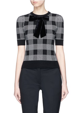 Main View - Click To Enlarge - ALICE & OLIVIA - 'Brady' velvet bow check plaid sweater