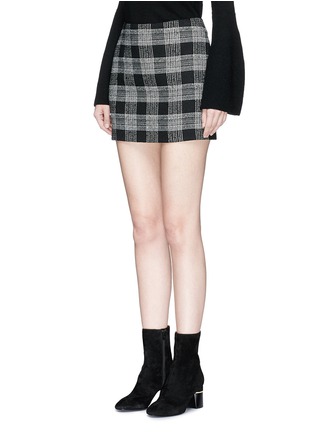 Front View - Click To Enlarge - ALICE & OLIVIA - 'Elana' check plaid virgin wool blend mini skirt