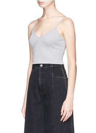 Front View - Click To Enlarge - TOPSHOP - Wrap effect cropped rib jersey tank top
