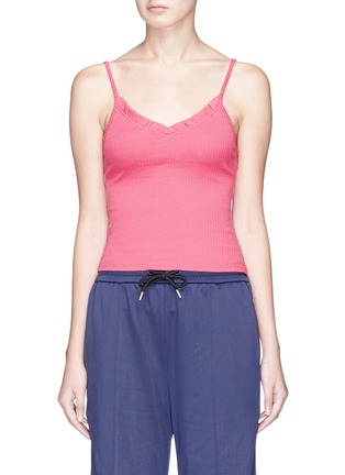 Main View - Click To Enlarge - TOPSHOP - Ruffle trim cropped rib jersey tank top