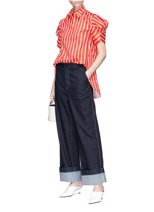 Figure View - Click To Enlarge - MINKI - Structural sleeve stripe shirt
