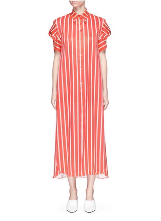 Main View - Click To Enlarge - MINKI - Structural sleeve stripe shirt dress