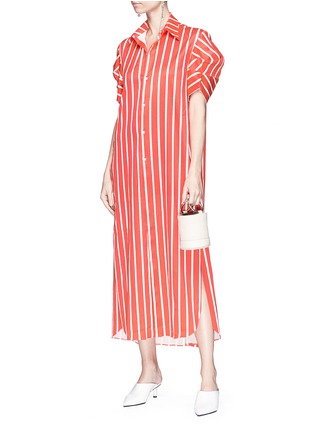 Figure View - Click To Enlarge - MINKI - Structural sleeve stripe shirt dress