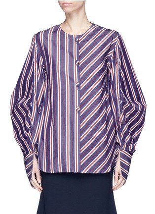 Main View - Click To Enlarge - MINKI - Cocoon sleeve stripe poplin shirt