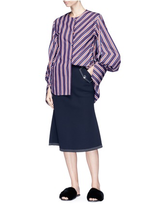 Figure View - Click To Enlarge - MINKI - Cocoon sleeve stripe poplin shirt