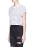 Front View - Click To Enlarge - TOPSHOP - Stripe petite cropped T-shirt
