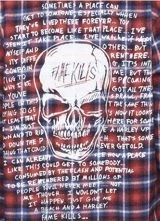 Detail View - Click To Enlarge - ADAPTATION - Skull graffiti print check plaid shirt