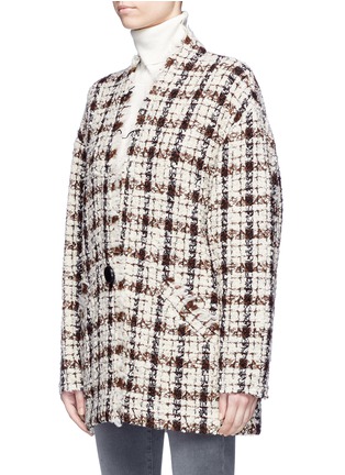 Front View - Click To Enlarge - ISABEL MARANT - 'Oliana' check plaid oversized frayed tweed jacket