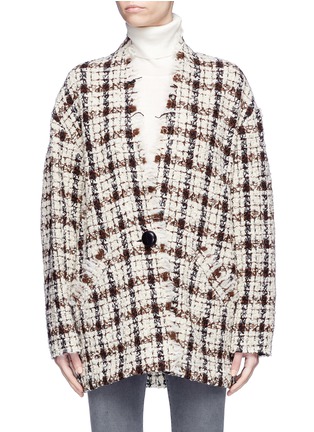 Main View - Click To Enlarge - ISABEL MARANT - 'Oliana' check plaid oversized frayed tweed jacket