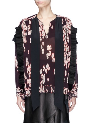 Main View - Click To Enlarge - ISABEL MARANT - 'Willis' scarf collar floral print plissé pleated blouse