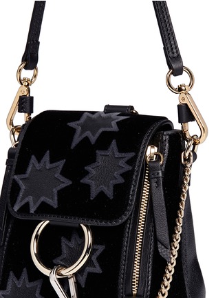 Detail View - Click To Enlarge - CHLOÉ - 'Faye' reverse star appliqué mini velvet backpack