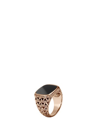 Main View - Click To Enlarge - JOHN HARDY - Onyx bronze woven chain effect signet ring