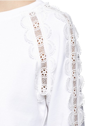 Detail View - Click To Enlarge - CHLOÉ - Star crochet lace French terry sweatshirt