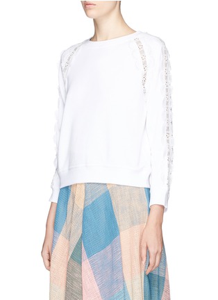 Front View - Click To Enlarge - CHLOÉ - Star crochet lace French terry sweatshirt