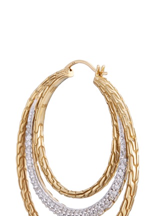 Detail View - Click To Enlarge - JOHN HARDY - Diamond 18k yellow gold chain effect concentric hoop earrings