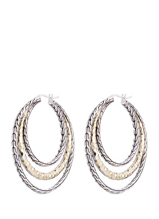 Main View - Click To Enlarge - JOHN HARDY - 18k yellow gold silver hammered chain effect concentric hoop earrings