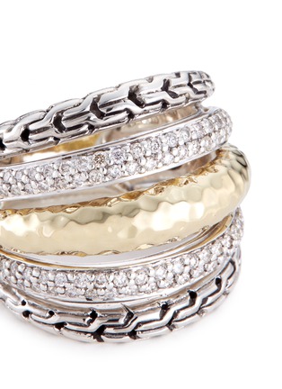 Detail View - Click To Enlarge - JOHN HARDY - Diamond 18k yellow gold silver five row ring