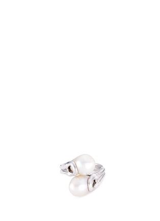 Main View - Click To Enlarge - JOHN HARDY - Freshwater pearl rhodium silver bamboo bypass ring