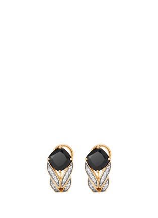 Main View - Click To Enlarge - JOHN HARDY - Diamond onyx 18k yellow gold weave effect earrings