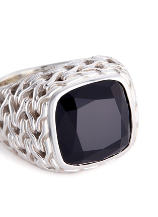 Detail View - Click To Enlarge - JOHN HARDY - Onyx silver chain effect signet ring