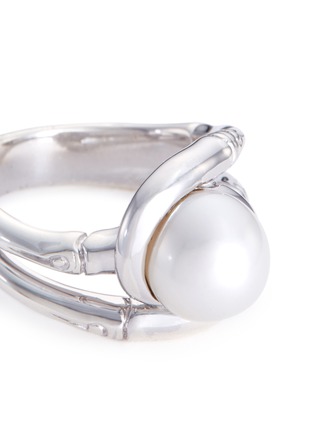 Detail View - Click To Enlarge - JOHN HARDY - Freshwater pearl rhodium silver bamboo ring
