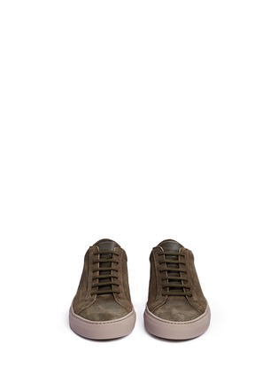 Front View - Click To Enlarge - COMMON PROJECTS - 'Archilles Low' waxed suede sneakers