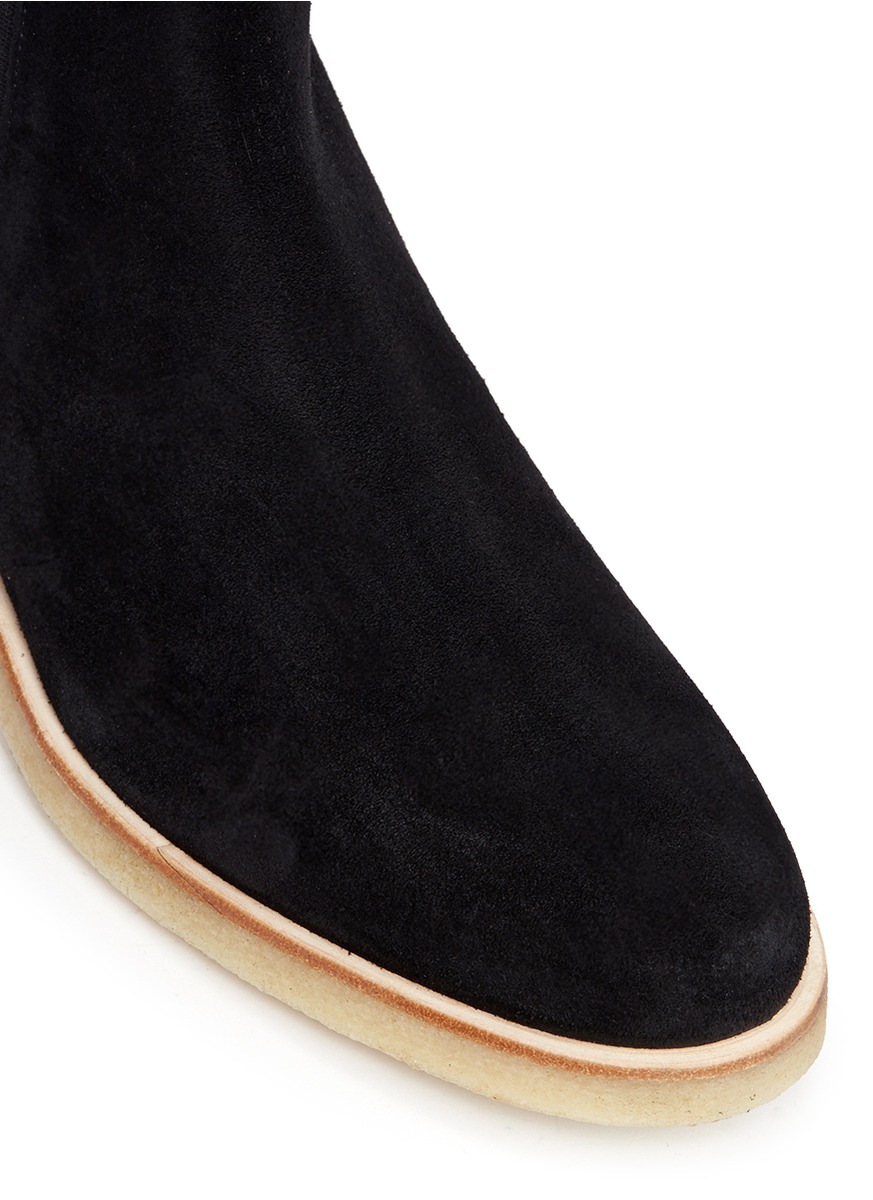 COMMON PROJECTS Suede Chelsea Boots, Black in Washed Black | ModeSens