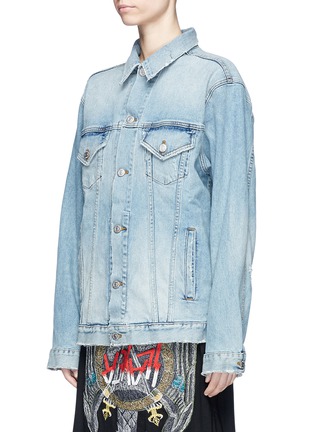 Front View - Click To Enlarge - ADAPTATION - 'Forgive Me' embroidered denim jacket