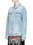 Front View - Click To Enlarge - ADAPTATION - 'Forgive Me' embroidered denim jacket