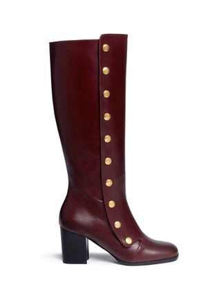 Main View - Click To Enlarge - MULBERRY - 'Marylebone' press stud knee high leather boots