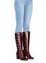 Figure View - Click To Enlarge - MULBERRY - 'Marylebone' press stud knee high leather boots