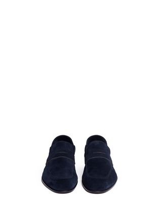 Front View - Click To Enlarge - HARRYS OF LONDON - 'Edward' suede step-in penny loafers