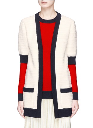 Main View - Click To Enlarge - GUCCI - Colourblock open front tweed cardigan