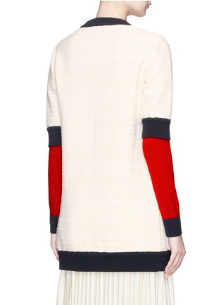 Figure View - Click To Enlarge - GUCCI - Colourblock open front tweed cardigan