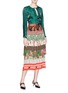 Figure View - Click To Enlarge - GUCCI - 'Acid Blooms' patchwork print tiered plissé pleated silk crepe skirt