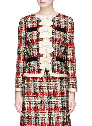 Main View - Click To Enlarge - GUCCI - Bow cropped tweed jacket
