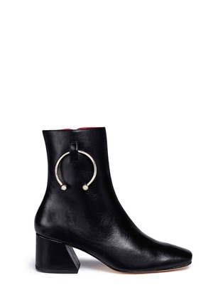 Main View - Click To Enlarge - DORATEYMUR - 'Nizip' barbell hoop leather ankle boots