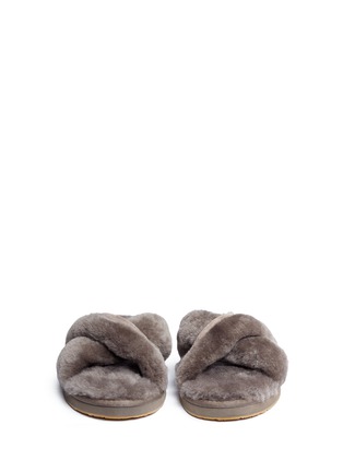 Front View - Click To Enlarge - UGG - 'Abela' sheepskin shearling suede slide sandals