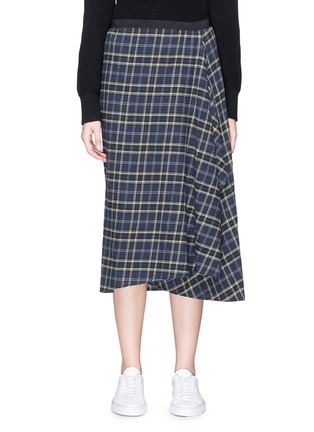 Main View - Click To Enlarge - VINCE - Check plaid flannel mock wrap skirt
