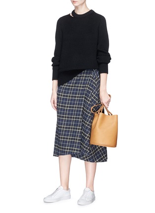 Figure View - Click To Enlarge - VINCE - Check plaid flannel mock wrap skirt