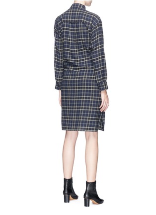 Back View - Click To Enlarge - VINCE - Sleeve tie check plaid flannel dress