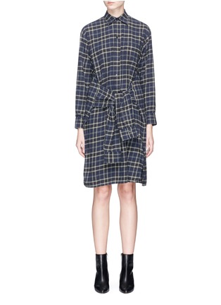 Main View - Click To Enlarge - VINCE - Sleeve tie check plaid flannel dress