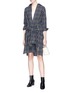 Figure View - Click To Enlarge - VINCE - Sleeve tie check plaid flannel dress
