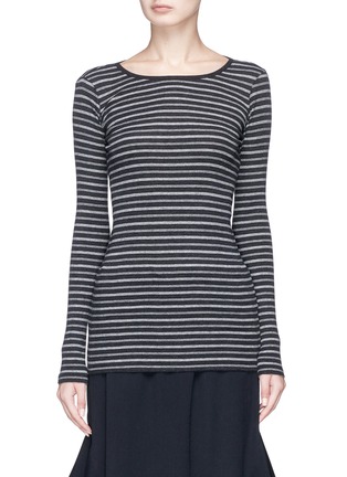 Main View - Click To Enlarge - VINCE - Stripe rib jersey long sleeve T-shirt