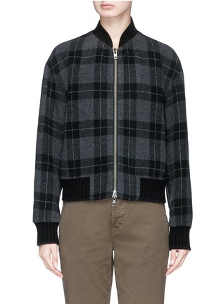 Main View - Click To Enlarge - VINCE - Wool-blend check plaid melton bomber jacket
