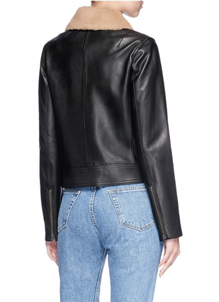 Figure View - Click To Enlarge - VINCE - Detachable collar lambskin leather jacket
