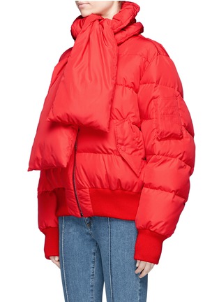 Front View - Click To Enlarge - MAGDA BUTRYM - 'Starling' scarf oversized quilted puffer jacket