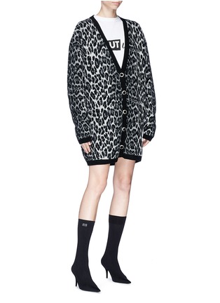Figure View - Click To Enlarge - MAGDA BUTRYM - 'Rochester' oversized leopard print wool-cashmere cardigan
