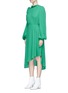 Front View - Click To Enlarge - MAGDA BUTRYM - 'Calgiari' cutout shoulder silk midi dress